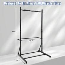 Huisuilinss Bike Storage Rack,Freestanding Bike Rack For 5 Bicycles,Vertical Bike Rack With 300 Lbs Capacity,Indoor Garage Floor Stand,Adjustable Height Bicycle Organizer - Black - View 3