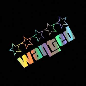 1 pièce Autocollant amusant de voiture Wanted Laser. Film vinyle pour voiture, décalcomanies GTA pour pare-chocs de voiture, fenêtres, moto, ordinateur portable, murs, accessoires de voiture