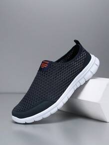 Mesh Slip-On Casual Soft Bottom Breathable Athletic Sneakers, Summer Slouchy Shoes