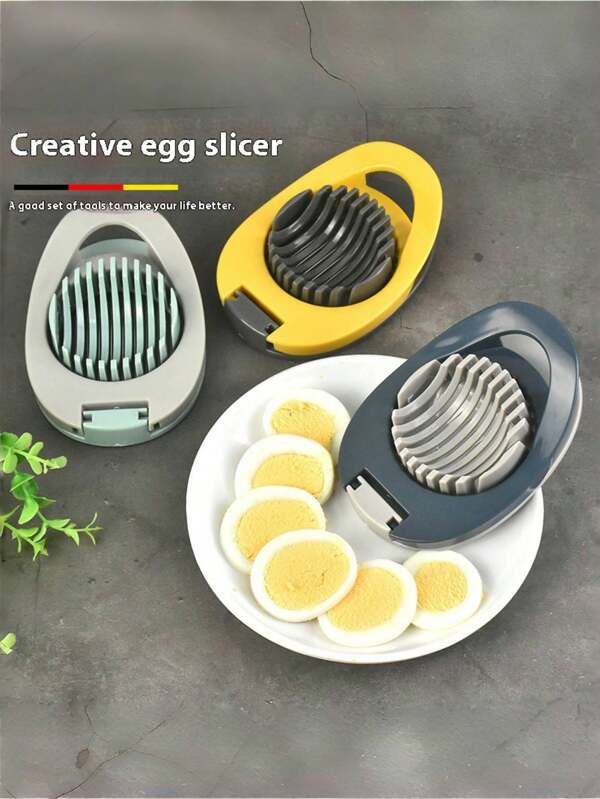 1pc Stainless Steel Egg Slicer: Creative Kitchen Tool, Perfect For Slicing Eggs, Fruits & More!