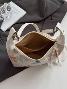 1 pieza Bolso de hombro cruzado de mujer con estampado animal, cierre con cremallera y estilizado bolso balde de gota de agua apto para uso casual y diario