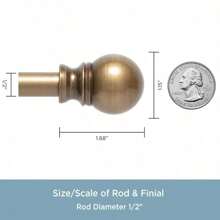 28-48" Petite Café Adjustable Curtain Rod, 1/2" Dia., Brushed Brass