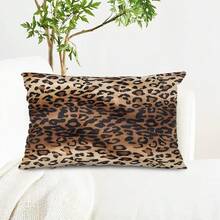 2件装豹纹枕套，100%涤纶柔软豹纹枕套，家居沙发床装饰靠垫套，单面印花（不含枕芯），4种尺寸可选 - 棕色 - 查看 10