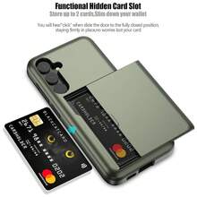 适用于三星 S25 Ultra S24 Ultra S23 Ultra A35 A55 A56 手机壳钱包式手机壳卡槽支架双层硬壳适用于 15 14 13 12 11 16 Pro Max Plus 手机壳防水防震防摔防刮全覆盖 - 軍綠色 - 查看 2