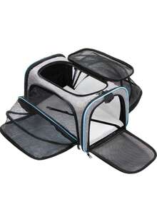 便携式猫笼 - 适用于中型猫和体重不超过 15 磅的小型犬的软边猫笼、宠物包、航空认可的旅行犬笼、手持式宠物笼、宠物背包