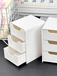 三合一迷你桌面收纳盒，带 3 个隔层，可存放珠宝、口红、化妆品，简易三层抽屉式收纳盒，桌面收纳盒，家居装饰礼品，适合女性，防紫外线旅行，适合指甲护理、隐形眼镜、样品、装饰品、小零件、美甲、节日