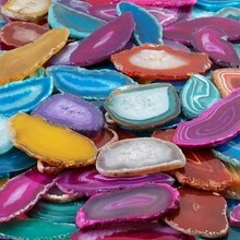 Polished Agate Slices With Holes | Polished Agate Light Table Slices | Geode Agate Slab Cards | Vibrant Colors For DIY Crafts, Beading Supplies, Handmade Gemstone Collection - Multicolor - View 4