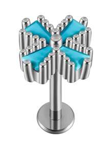 1 PIEZA Pendientes de turquesa Gema de turquesa Pendiente de trágus con forma de girasol de 16G para lóbulo de la oreja, trágus y cartílago