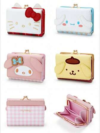 Sanrio Sanrio Mother's Day Gift 1Pc Cute Hello Kitty & Pompompurin Multipurpose Wallet Card Pouch, Suitable For Daily Commute, Birthday Gift