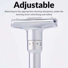 Adjustable Manual Safety Razor Shaver, Safety Men Double Edge Shaver,Razor With 20 Blades,Long Handle Adjustable Classic Safety Shaver Razor, Idea Gitf Father And Boy Frind
