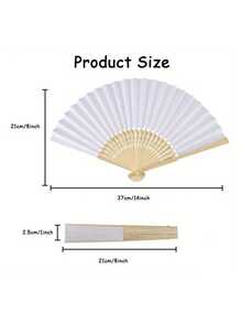 10/20/30pcs Elegant Blank Paper Hand Fans - Wooden Handle Craft Fans For Wedding Favors, Photo Props, Classroom Activities & Room Decor - Multicolor - View 2