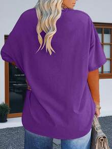 Women's Plus Size Oversized T Shirt Half Sleeve Crew Neck Summer Tunic Top - 紫色 - 查看 2