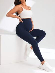 Women High Waist Seamless Maternity Leggings, Casual High Waist Elastic Tummy Control Yoga Pants, Fitness Yoga Workout Leggings, Casual Sport Capri Pants, Lift Butt Shaping Waistline, Lightweight & Comfortable, Suitable For Indoor, Studio, Stretching Exercise And Daily Life