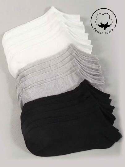 20/10/5/3/1 زوج جوارب قطنية للرجال، جوارب قصيرة، جوارب غير مرئية، تصميم مضاد للانزلاق ذو خطين، أبيض، أسود، منخفضة القطع، جوارب الكاحل، ماصة للرطوبة، ناعمة وقابلة للتنفس، مناسبة للأعمال، الكاجوال، المنزل، الرياضة، طراز الكلية، جميع الفصول، توصيل ألوان عشوائية