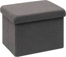 Storage Ottoman Cube Sherpa Ottoman Foot Rest,Small Foldable Portable Boucle Ottomans, Faux Teddy Fur, Grey 16.5"X12.6"X12.6" - 深灰色 - 查看 1