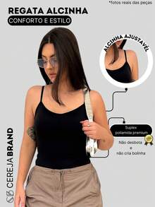 Kit 2 Basic Suplex Tank Top With Cup And Straps, Elegant Work, Summer - Black and White - View 4