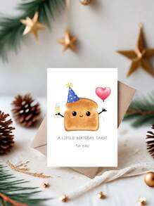 1pc Bread Greeting Cards | Funny Birthday Greeting Cards | Birthday Cards | "A LITTLE BIRTHDAY TOAST To YOU" Cards - The Best Birthday Card For Your Son/Daughter/Friends