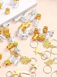 80PCS Golden Hair Accessories For Braids, Aluminum Dreadlocks, Dreadlocks Hair Accessory Sets, Metal Bracelets Dreadlocks, Braid Hair Jewelry, Hair Bands, For Decorating Women And Men's Hair ,Flat Claw Clip, Claw Clips, Clips For Hair, Hair Slide, Hair Claws