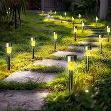 12 - Piece Set Of Outdoor Solar - Powered Street Lights - Waterproof Stainless - Steel LED Landscape Lighting With Remote Control - Perfect For Driveways,20mAh, Pathways, Patios, Yards And Garden Decoration! - 12pcs-warm - View 9