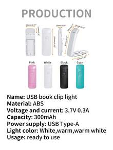1pc/2pcs Portable Foldable Book Light With Eye Protection Function, 3 Adjustable Brightness Levels, Clamp Design, Space Saving, Ideal For Nighttime Readers, Rechargeable Book Light - Multicolor - View 12
