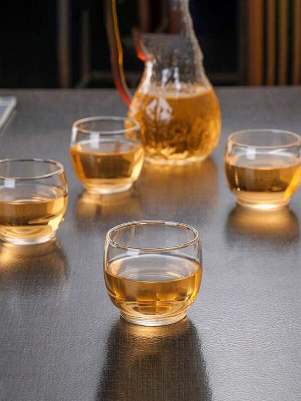 6pcs Premium Smoky Gray Glass Tea Cups, Thick & Heat-Resistant, Elegant Tea & Coffee Cup, Simple Kung Fu Tea Set