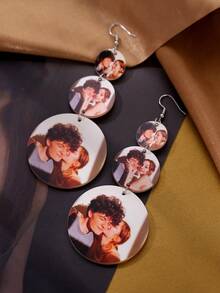 Customized Photo Acrylic Dangle Earrings, Multiple Colorful Images Bohemian Style Bridal Party Gifts, Anniversary Presents For Girlfriend, Unique Fashion Jewelry For Women, Suitable For Daily Wear, Party, Anniversary, Valentine's Day, Mother's Day, Wedding, Graduation, Christmas