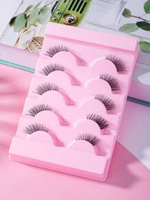 5 pares de pestañas postizas de media pestaña de mink falso con tallos transparentes, reutilizables, de aspecto natural y esponjoso, herramientas de maquillaje para extensión de pestañas