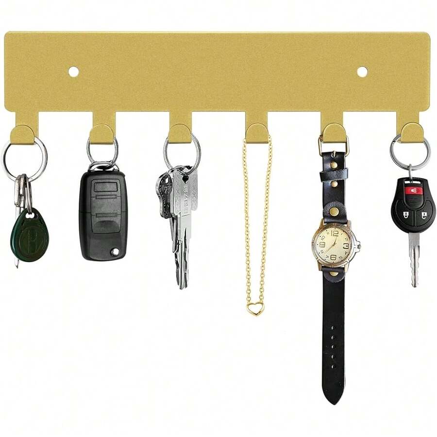 New Key Holder For Wall, Key Hooks 6 Hooks, Wall Mounted Key Holder For Hallway, S Adhive Key Rack(Gold) - Gold 6 Hooks - View 1
