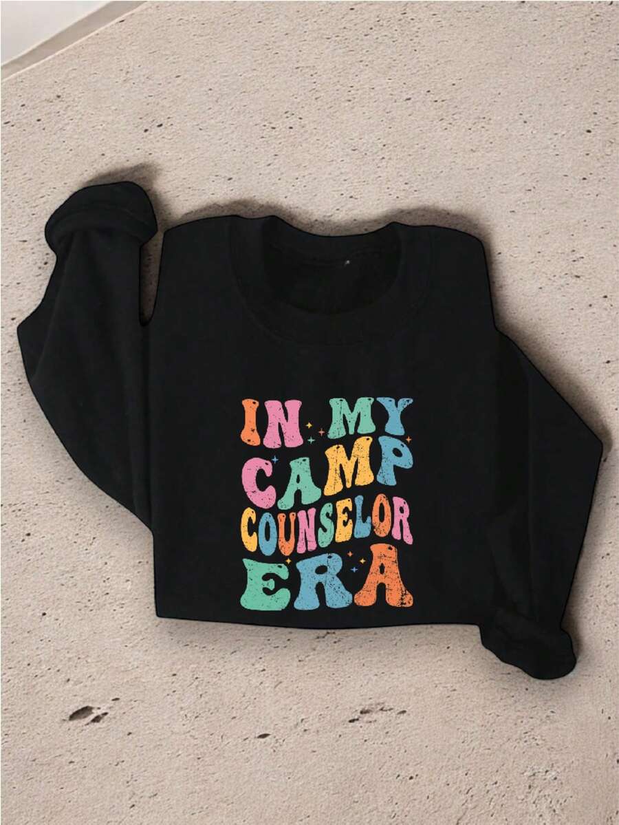 In My Camp Counselor Era Sweatshirt, Counselor Gifts, Summer Camp Sweater, School Counselor Gift, Groovy Camp Counselor, Cute Teacher Gift IT-3374 - 黑色 - 查看 1