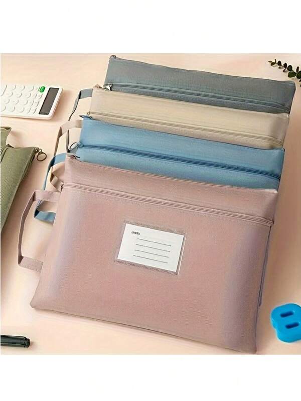 Grand porte-documents format A4 - Sac de rangement en tissu Oxford imperméable à double couche avec fermeture éclair, design couleur douce, durable et pour un usage quotidien, la rentrée scolaire, les fournitures scolaires
