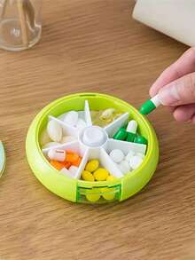 1 st 7-dagars veckovis pillerbehållare, bärbar rund pillerlåda med 7 fack, mini kompakt pillerlåda för 7 dagar, liten orangeformad pillerdispenser, lätt och bärbar medicinlåda, lämplig för hemmet, resor, fruktformad tabletthållare i plast, roterande transparent pillerflaska, bekväm medicinhantering, pillerlåda - Multifärgad - Visa 5