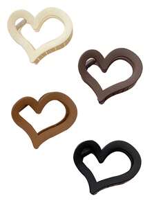 4 件优雅哑光镂空心形发夹，别致的发爪夹，适合盘发、马尾辫、日常、派对、节日，简单百搭，是送给女孩、返校、感恩节、情人节的绝佳礼物 发夹 发夹 发夹 接发夹 - 彩色 - 查看 3