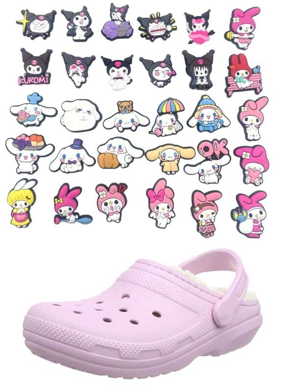 36 pièces/Kuromi, hello kitty, Yugui Dog, accessoires pour chaussures homme et femme, convient pour l'été, les sabots, les sandales, sac à trous de plage en EVA