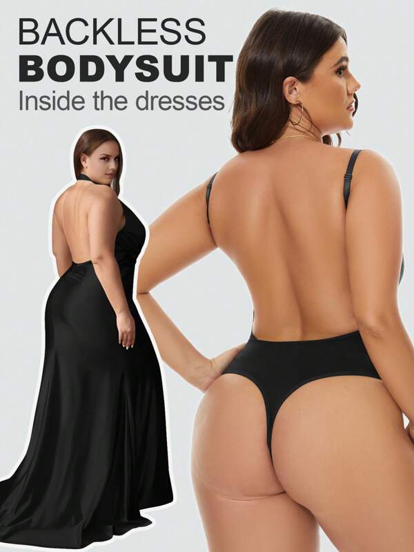 1 pièce body grande taille pour femme, body amincissant sans couture et dos nu, sous-vêtement de robe d'été sexy