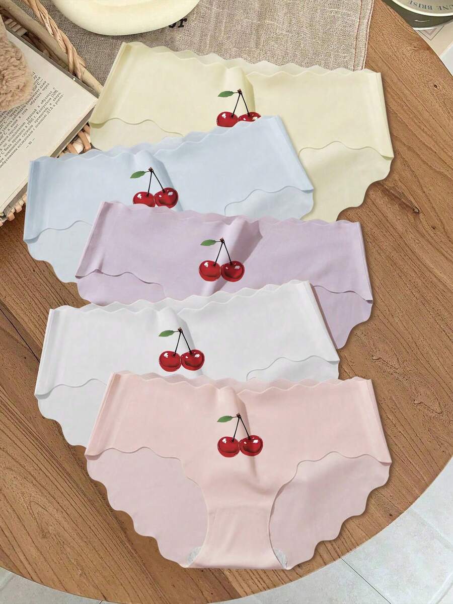 5条装 女童无缝低腰舒适三角裤，波浪纹，轻盈透气 - 彩色 - 查看 1