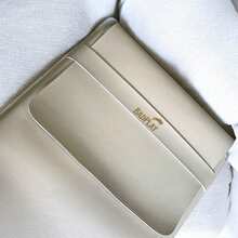 Leather Notebook Cover Case With 2-In-1 Mouse Pad Up To 17.3" - Ivory - View 4
