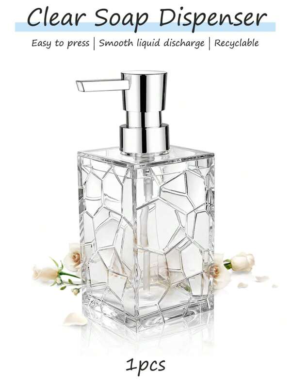 1pc Clear Rust Proof Soap Dispenser, Acrylic Plastic Hand Soap Lotion Dispenser Set For Bathroom And Kitchen Back To School