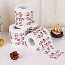 1 Piece Christmas Print Toilet Paper Roll - White Paper, Santa Claus Theme Decorative Home Decor, Holiday Gift For Restaurant Cafe - Multicolor - View 5