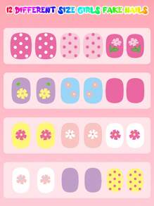 (168pcs And 24pcs) Kids Press-On Nails For Girls, Naio Kids False Nails, Pre-Glued Sticker Nails, Full Coverage Short Acrylic Nails Set For Girls Nail Art Decoration