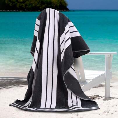 1pc Striped Beach Towels, Colorful Towels For Adult Pool Swimming, Sand Travel Large Oversized Absorbent Fast Drying Bath Basics