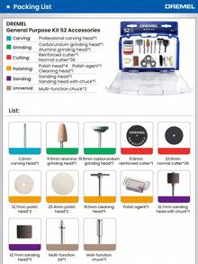 DREMEL Accesorios de pulido - Juego de accesorios de corte EZ para herramientas rotativas, kit de accesorios de pulido/corte/grabado para herramientas eléctricas - Multicolor - Ver 8