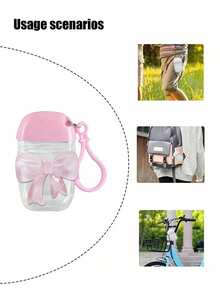 Pink Clear Empty Bottle Hand Sanitizer Bottling Bottle With Bow ,30ml,Travel ,Holder Hook Keychain, Pink Flip Cap ,Lid Reusable Portable Empty Bottle Refillable ,Cosmetic Container, Suitable For Liquid Lotion Cream,Travel Essentials Dorm Essentials,Suitable For Women, Mothers, Teachers, Friends, Students, Returning To School, And Teachers,Valentine's Day Gift,Mother's Day Gift,1 Oz (Approx. 28.3 G) - Pink - View 5