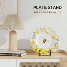 Monalife 1pc Decorative Metal Plate Stand For Display - Vinyl Tabletop Picture Frame Holder For Photos, Books, And Platters, Artistic And Elegant Design, Ideal For Home, Office, Or Holiday Decor