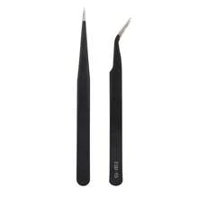 FADVAN 1/2Pcs Eyelash Tweezers Extension Black/Silver/Gold Stainless Steel Superhard Tweezers Straight And Bend Tweezer Eyebrow Volume Tweezers Set Makeup Tool High Precision Anti-Static Tweezers