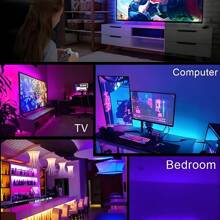 1m/20m Fita de Luz LED RGB Alimentada por USB, Controle Remoto de 24 Teclas, 16 Cores Ajustáveis, Lâmpadas Decorativas Flexíveis de LED 5050