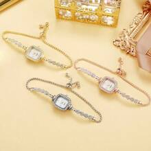 1 pièce Nouvelle petite montre carrée pour filles, montre à quartz au tempérament pour femmes, montre bracelet pour collégiens et lycéens