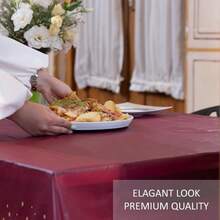 3pcs Burgundy Polka Dot Plastic Tablecloth, Disposable Rectangular Tablecloth, Suitable For All Types And Shapes Of Tables, Picnics, Parties, Banquets, Birthdays, Weddings And Other Decorations, 108*54 Inches, Party Tablecloths - 酒紅色波點 - 查看 9