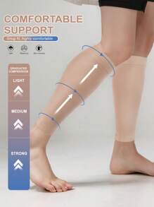 Comfortable Calf Compression Sleeve 15-20mmHg For Sports, Nurses, Travel And Flight, Footless Compression Socks For Unisex
