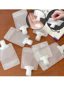 10pcs 1.01/1.69/3.38oz Portable Lotion Fluid Makeup Packaging Bag Cosmetic Shampoo Suction Bag Reusable Squeeze Stand Up Spout Pouch Refillable Empty Squeeze Pouch Travel Bottle
