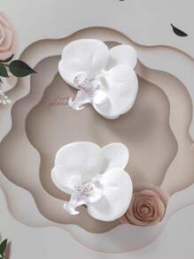 Set de 2 pinzas para el cabello con flores de orquídea y mariposas en 3D, accesorios de cabello encantadores y coloridos para niños